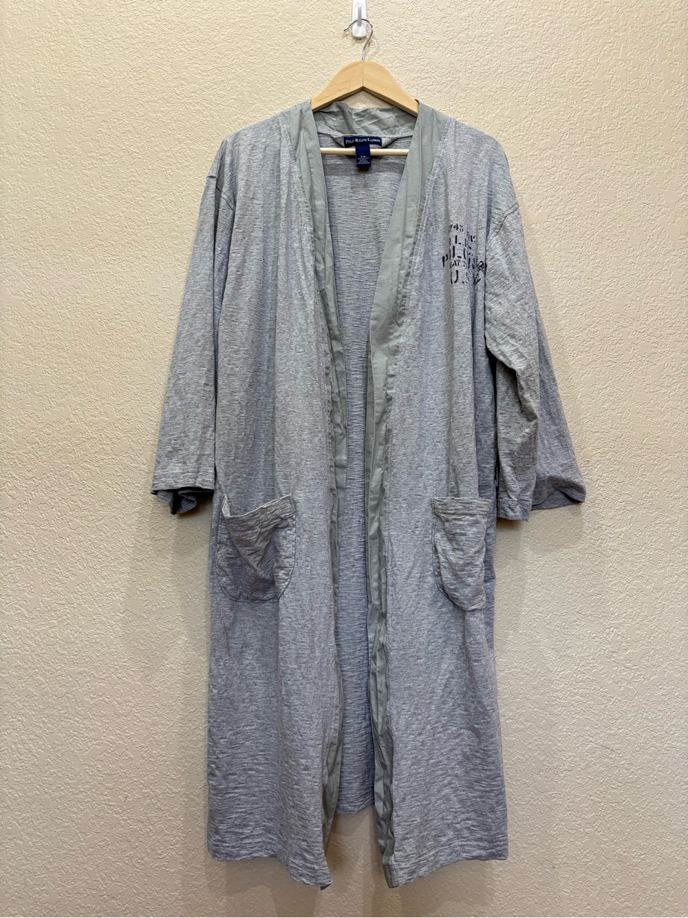 Vintage Polo Ralph Lauren Lightweight 100% Cotton Jersey Long Robe Gray S/M